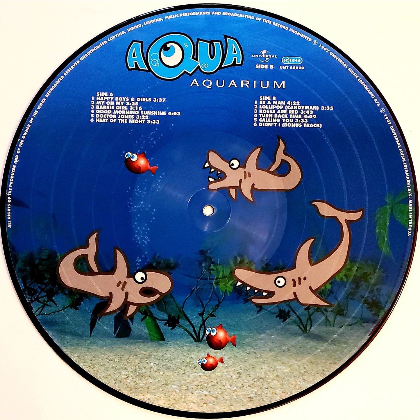 AQUA - AQUARIUM Picture Disc Vinyl Record  (LP ALBUM) RARE!!