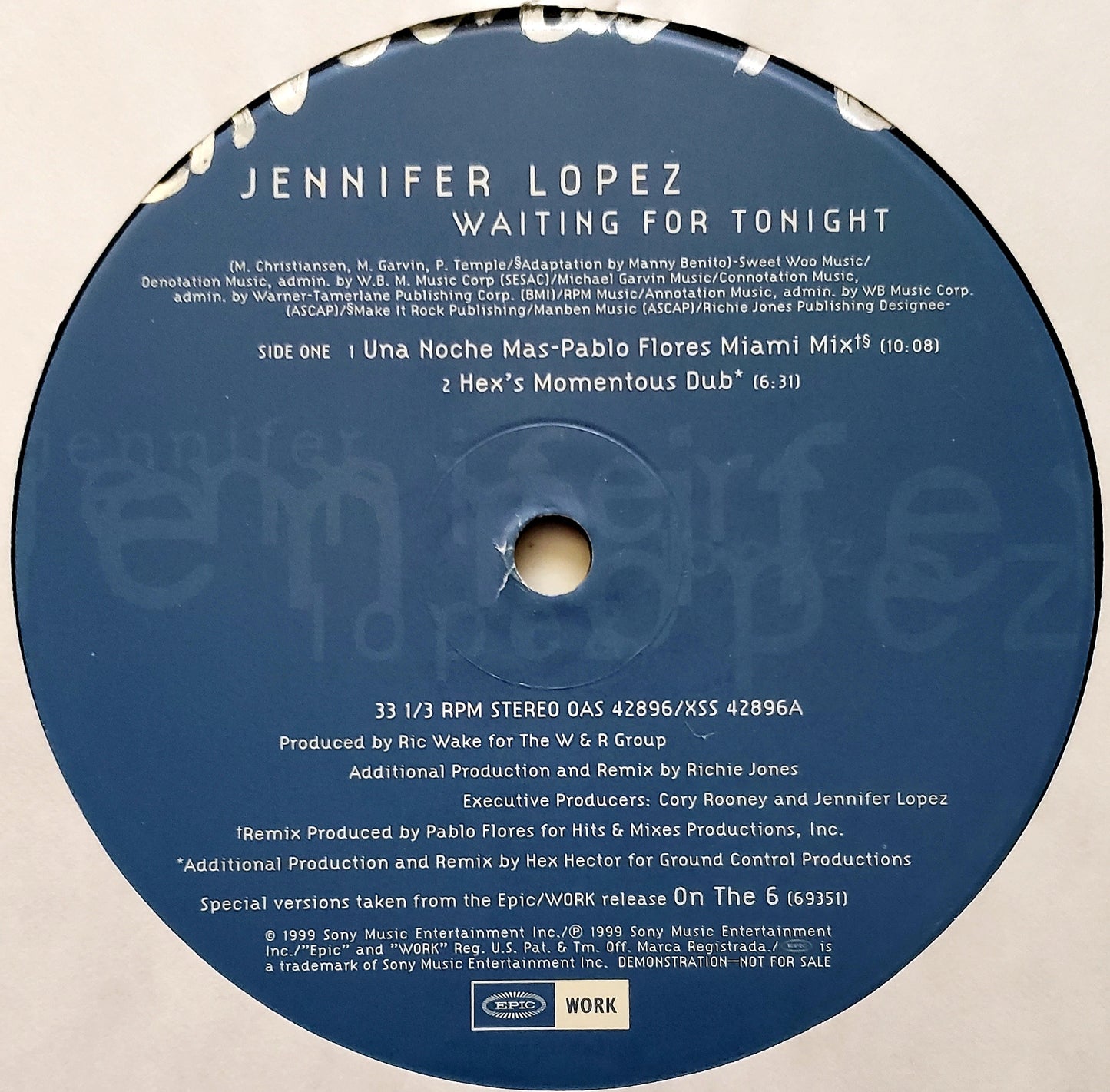 Jennifer Lopez - Waiting For Tonight (Promo #2) 12" Vinyl -RARE!!