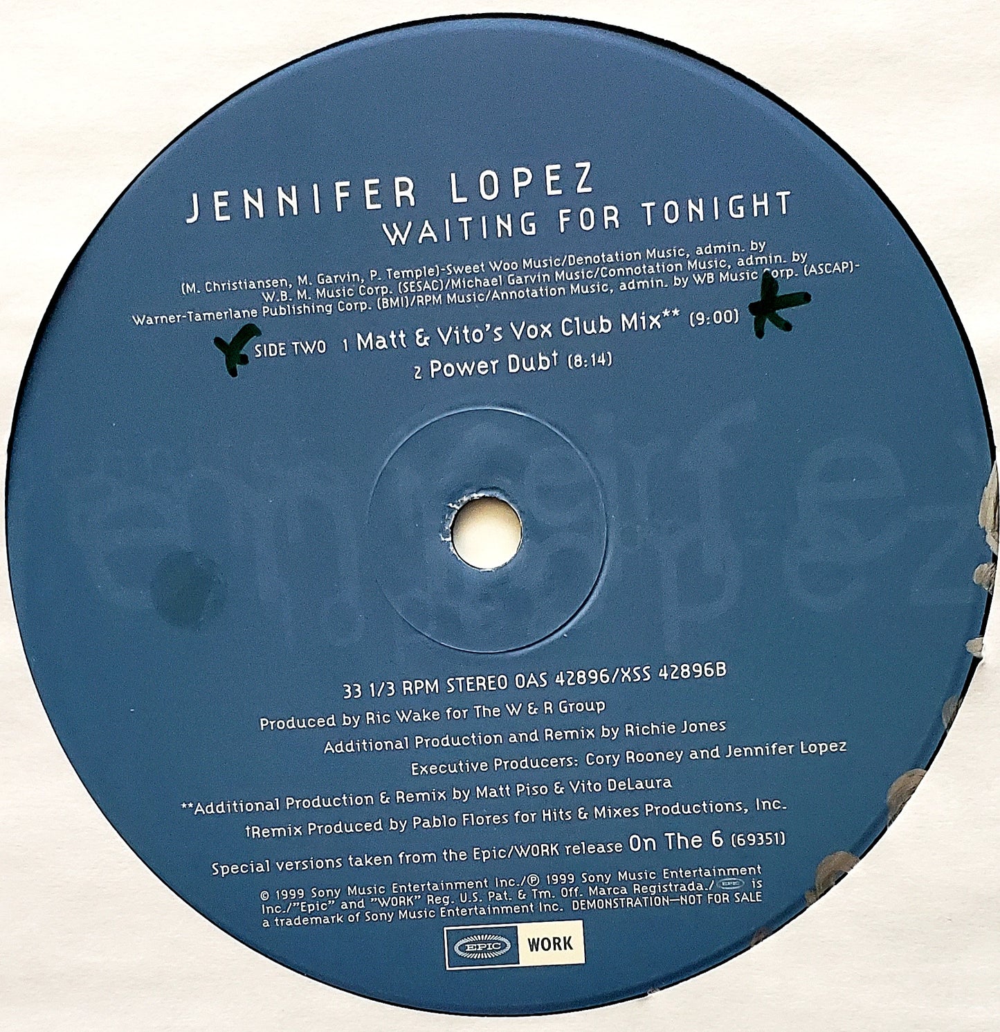 Jennifer Lopez - Waiting For Tonight (Promo #2) 12" Vinyl -RARE!!