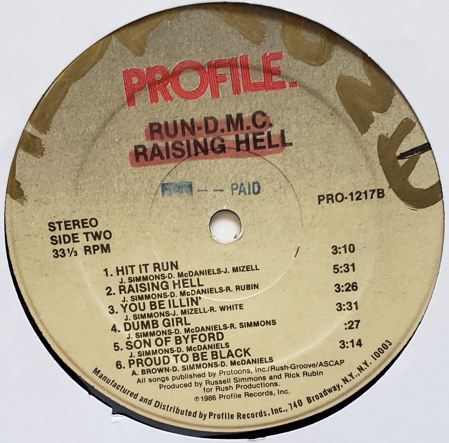 RUN DMC" RAISING HELL" (LP RECORD ALBUM) VNTAGE!!!