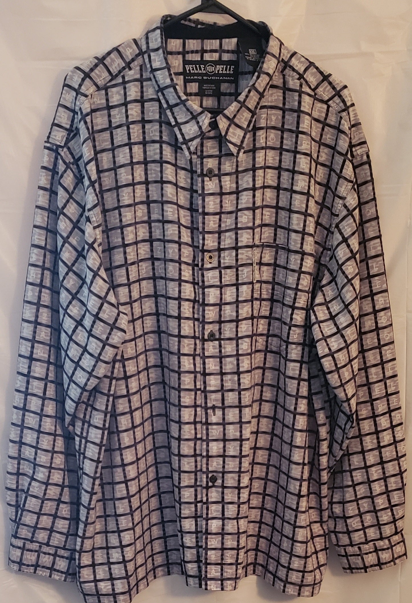 Pelle Pelle  Mens Vintage Long Sleeve Button Up Shirt-VINTAGE!!! (2XL)