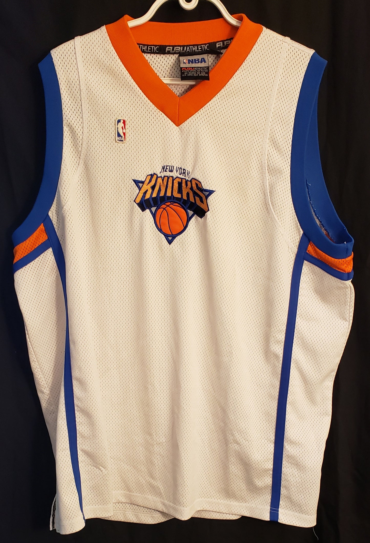 Vintage FUBU Athletic NBA White Blue Orange New York Knicks Jersey