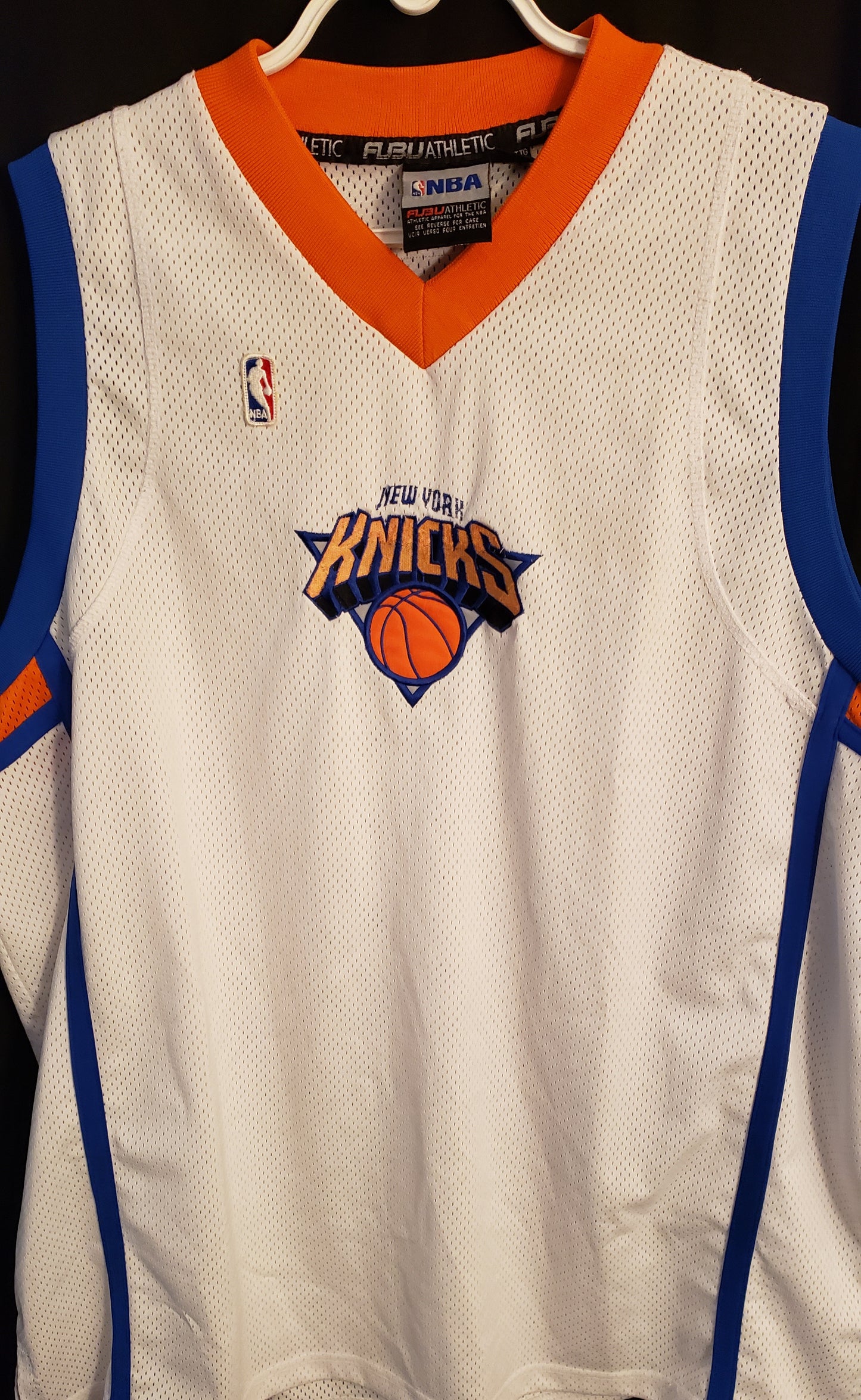 Vintage FUBU Athletic NBA White Blue Orange New York Knicks Jersey