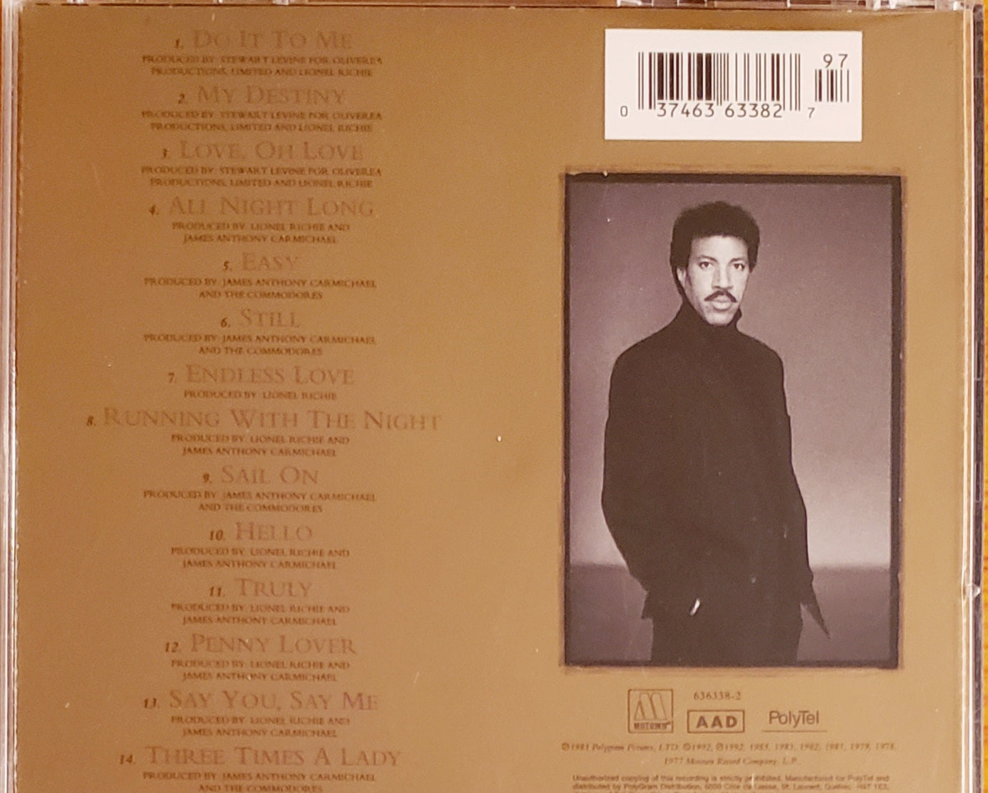 LIONEL RICHIE "Back To Front" (CD Album)