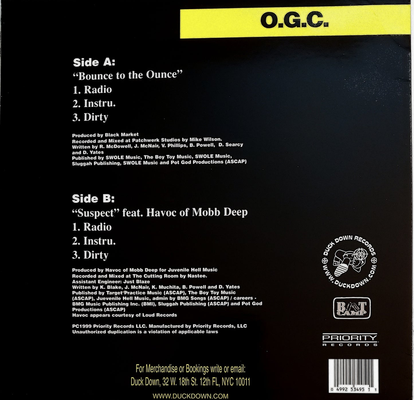 O.G.C. "BOUNCE TO THE OUNCE/SUSPECT" 12" Vinyl
