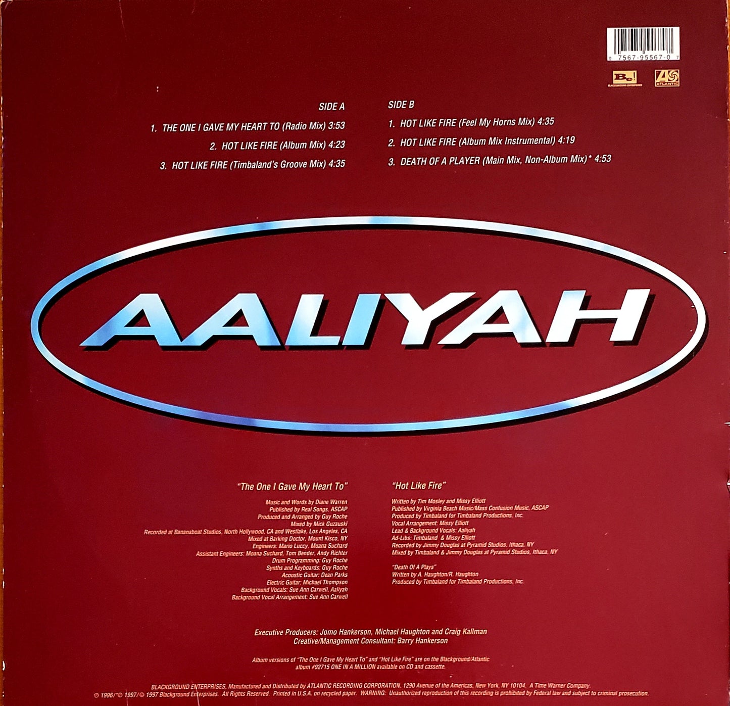 Aaliyah " The One Gave My Heart to / Hot Like Fire / Death Of A Playa" (12"Vinyl LP)