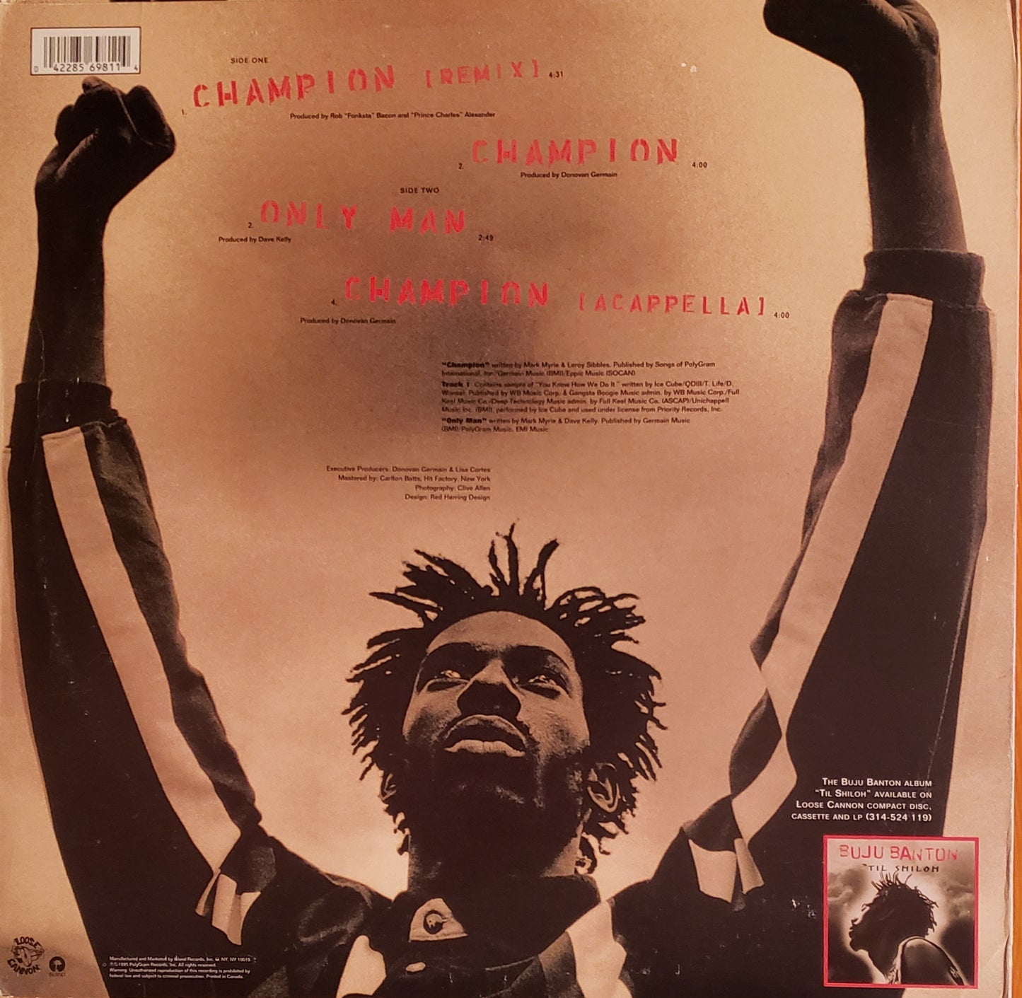 BUJU BANTON CHAMPION(Remix)/ONLY MAN (12" Vinyl) Reggae-RARE!!