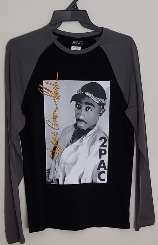 2Pac Shakur Long Sleeve Classic Hip Hop T-Shirt(S/M)